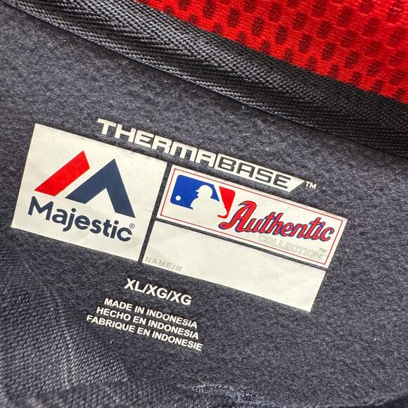 Atlanta Braves Hoodie Mens XL MLB Authentic Blue Marled Majestic Thermabase - Picture 2 of 7